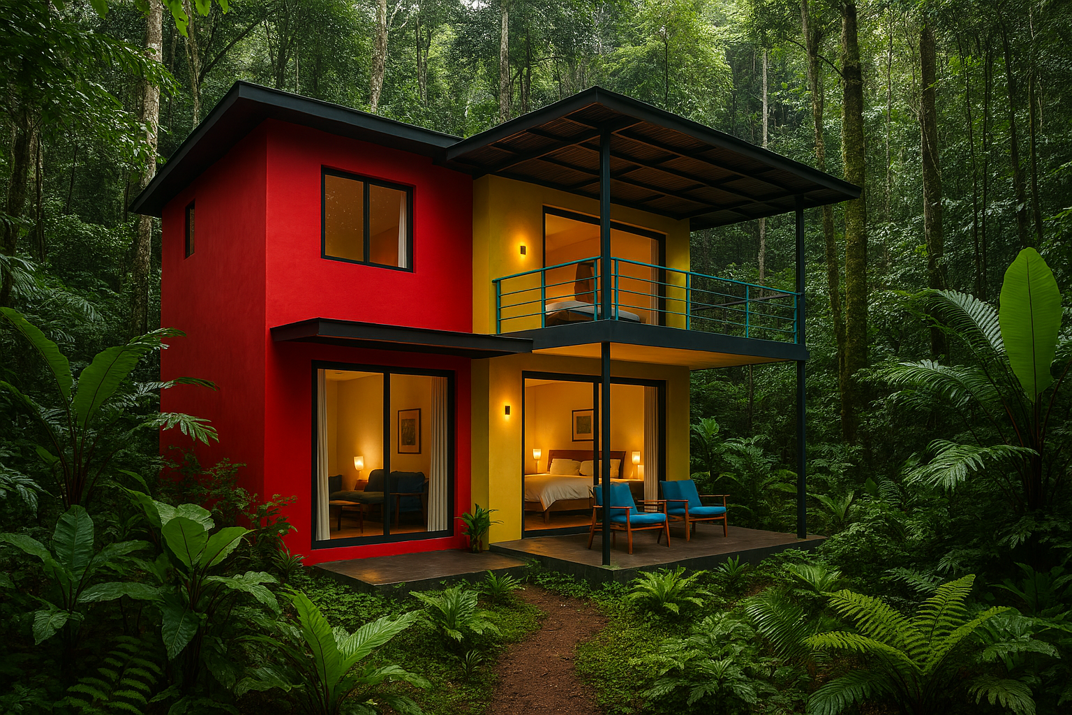 Modern B&B surrounded by lush jungle